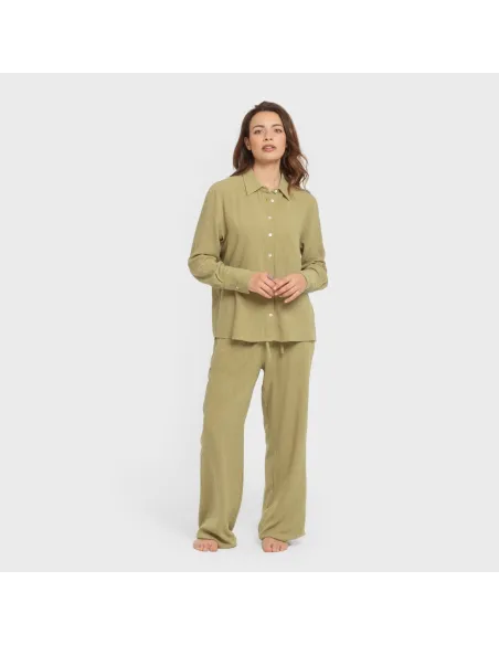 Camisa linho mulher lisa roupa-para-estar-por-casa
