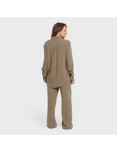 Camisa linho mulher lisa roupa-para-estar-por-casa