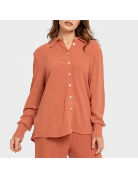 Camisa linho mulher lisa roupa-para-estar-por-casa