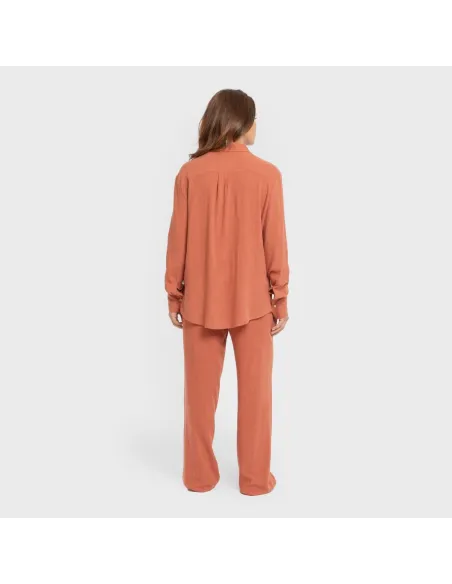 Camisa linho mulher lisa roupa-para-estar-por-casa