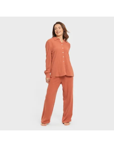 Camisa linho mulher lisa roupa-para-estar-por-casa