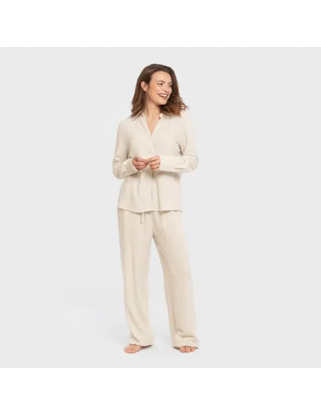 Camisa linho mulher lisa roupa-para-estar-por-casa