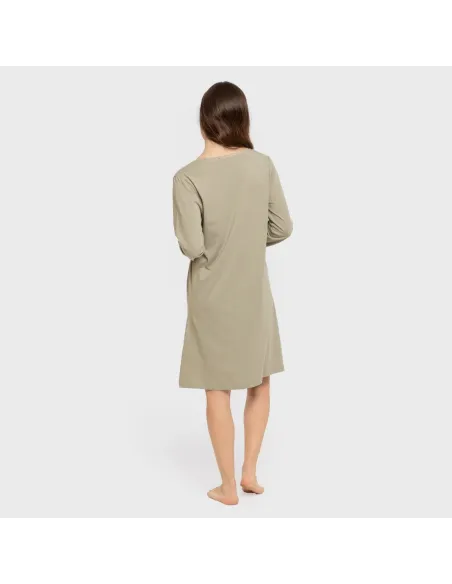 Vestido algodão manga comprida renda liso roupa-para-estar-por-casa