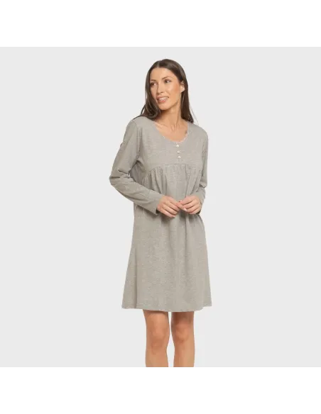 Vestido algodão manga comprida renda liso roupa-para-estar-por-casa