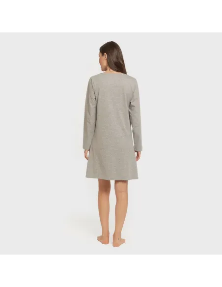 Vestido algodão manga comprida renda liso roupa-para-estar-por-casa