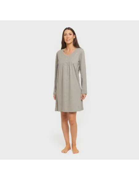 Vestido algodão manga comprida renda liso roupa-para-estar-por-casa