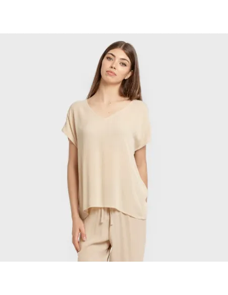 Camisola manga fluída viscosa bambula lisa roupa-para-estar-por-casa