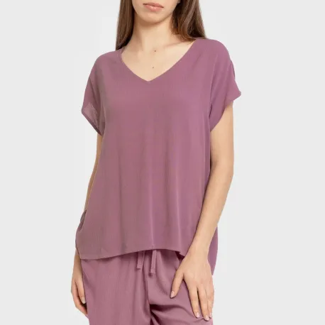 Camisola manga fluída viscosa bambula lisa roupa-para-estar-por-casa