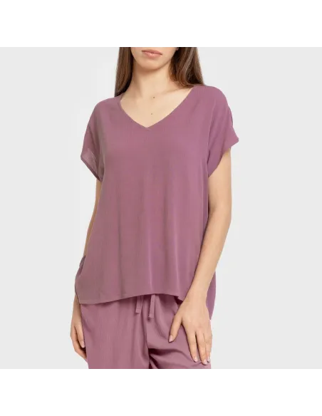 Camisola manga fluída viscosa bambula lisa roupa-para-estar-por-casa