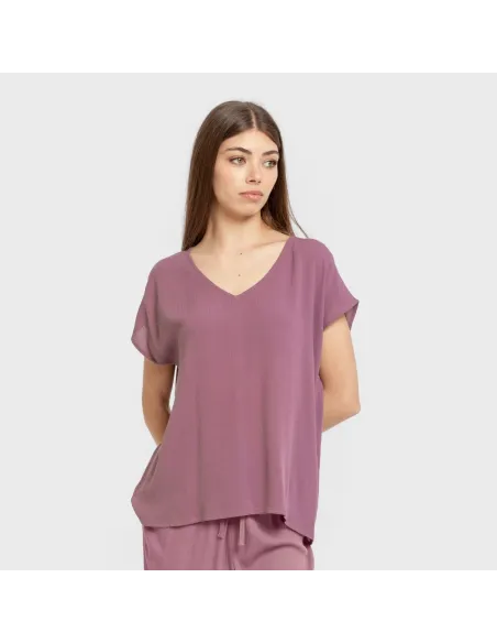 Camisola manga fluída viscosa bambula lisa roupa-para-estar-por-casa