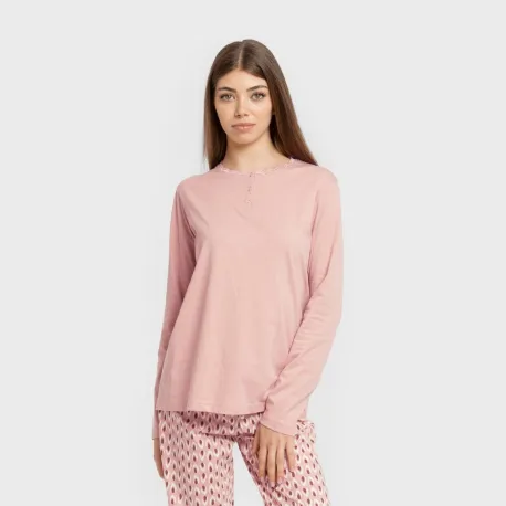 Pijama algodão Tana rosa keike pijamas-compridos-de-mulher
