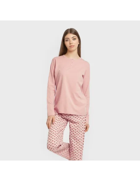 Pijama algodão Tana rosa keike pijamas-compridos-de-mulher