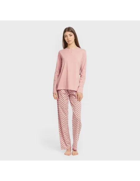 Pijama algodão Tana rosa keike pijamas-compridos-de-mulher