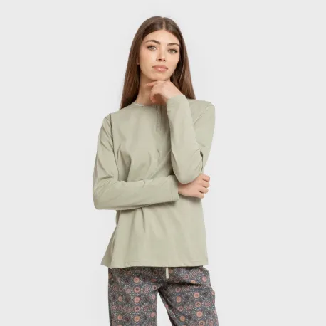 Pijama algodão Gabi verde claro pijamas-compridos-de-mulher