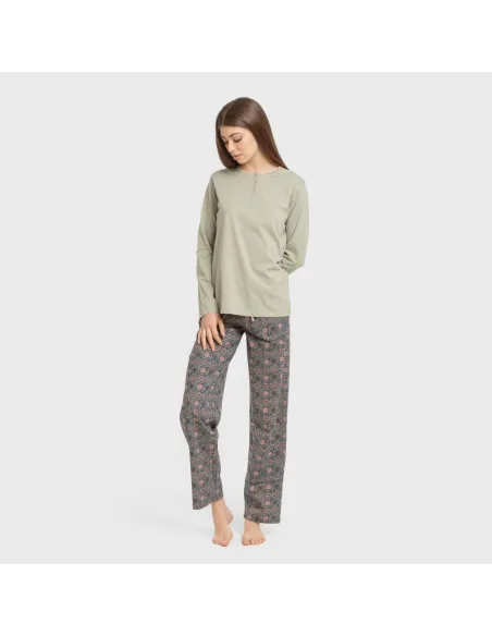 Pijama algodão Gabi verde claro pijamas-compridos-de-mulher