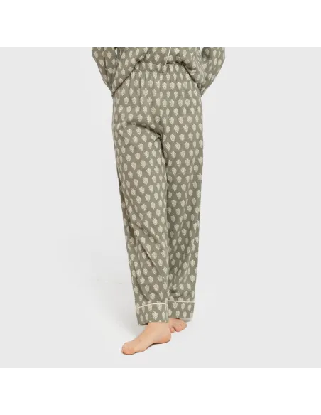 Pijama comprido camisa algodão mulher Soma verde seco pijamas-compridos-de-mulher