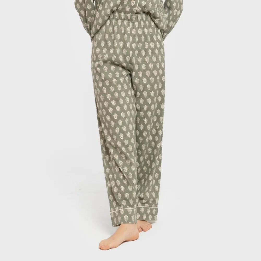 Pijama comprido camisa algodão mulher Soma verde seco pijamas-compridos-de-mulher