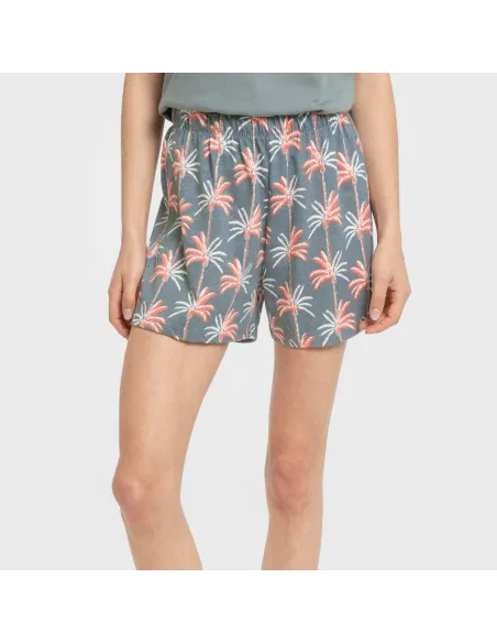 Pijama curto algodão Creta verde francês pijamas-curtos-mulher