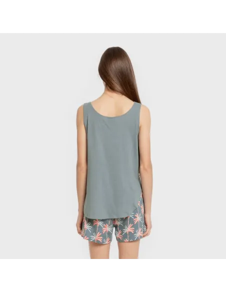 Pijama curto algodão Creta verde francês pijamas-curtos-mulher