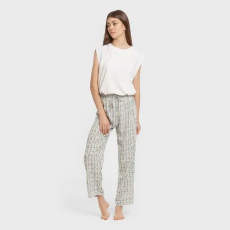 Calças viscosa Eloina água marinha pantalones-comodos-mujer