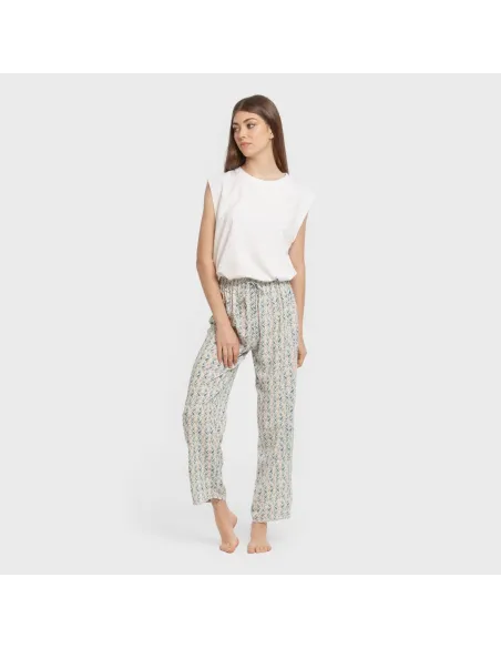 Calças viscosa Eloina água marinha pantalones-comodos-mujer