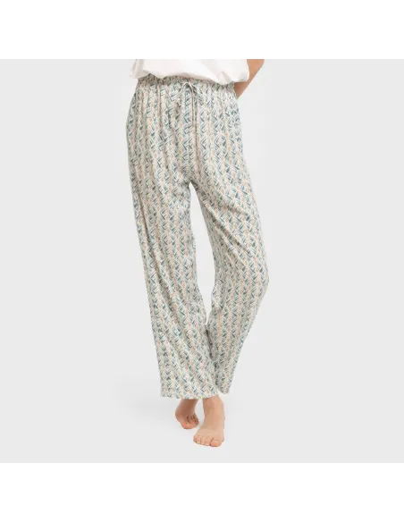 Calças viscosa Eloina água marinha pantalones-comodos-mujer