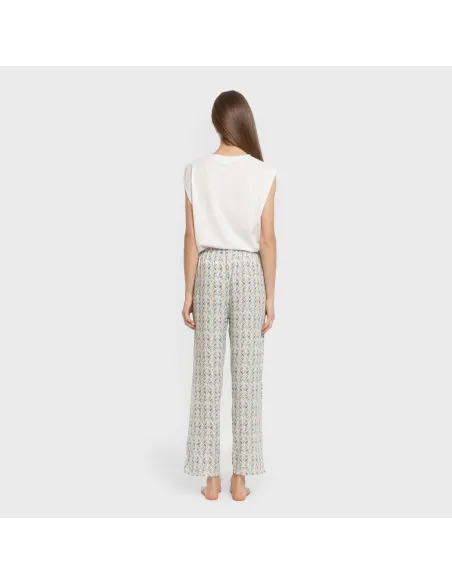 Calças viscosa Eloina água marinha pantalones-comodos-mujer