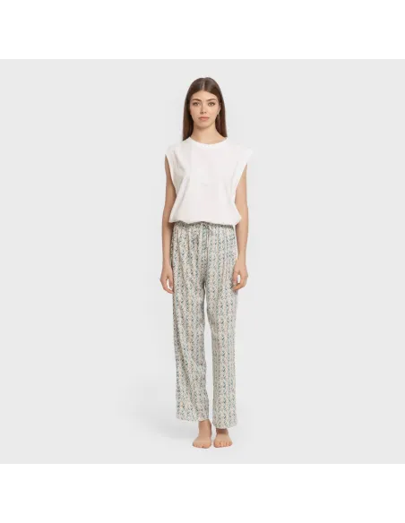 Calças viscosa Eloina água marinha pantalones-comodos-mujer