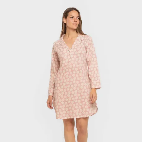Camisola camiseiro de algodão de manga comprida Medusa rosa vestidos-mulher