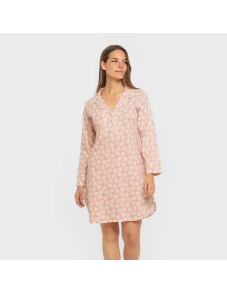 Camisola camiseiro de algodão de manga comprida Medusa rosa vestidos-mulher