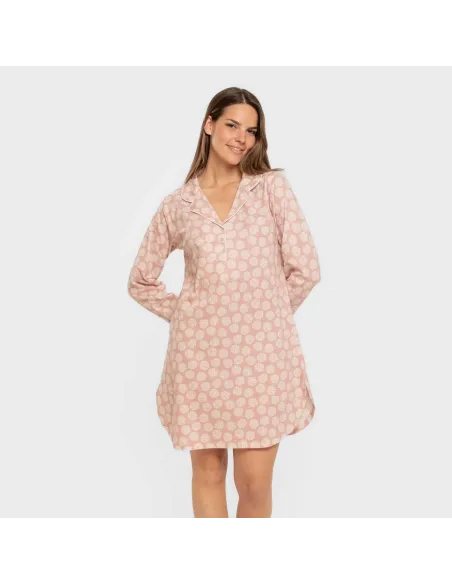 Camisola camiseiro de algodão de manga comprida Medusa rosa vestidos-mulher