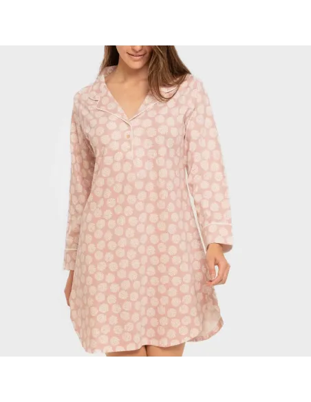 Camisola camiseiro de algodão de manga comprida Medusa rosa vestidos-mulher