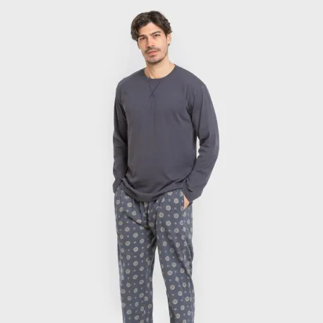 Pijama algodão homem Juanlu azul pijamas-compridos-homem