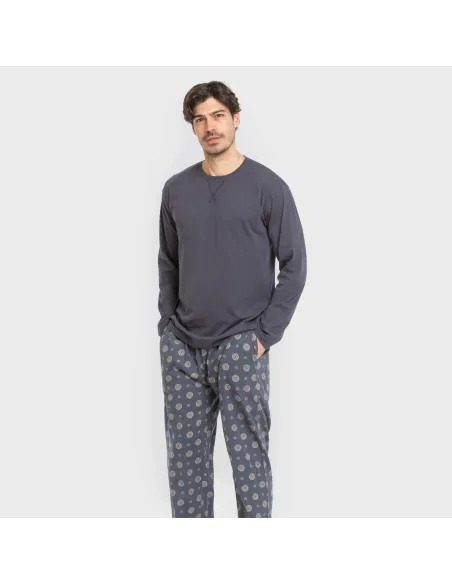 Pijama algodão homem Juanlu azul pijamas-compridos-homem