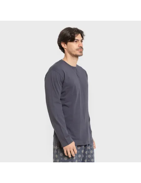 Pijama algodão homem Juanlu azul pijamas-compridos-homem