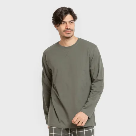 Pijama algodão homem Cuadro Andino verde caça pijamas-compridos-homem