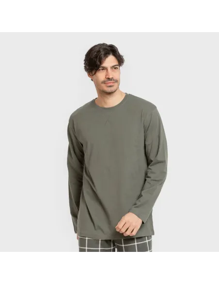 Pijama algodão homem Cuadro Andino verde caça pijamas-compridos-homem