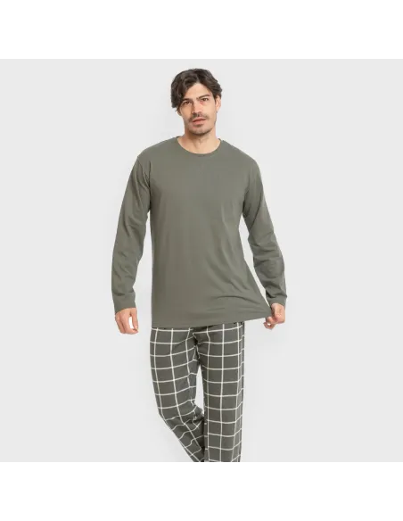 Pijama algodão homem Cuadro Andino verde caça pijamas-compridos-homem