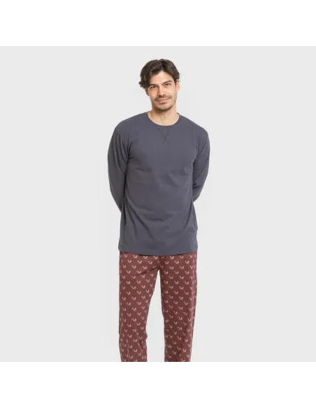 Pijama algodão homem Ardillas azul marinho pijamas-compridos-homem