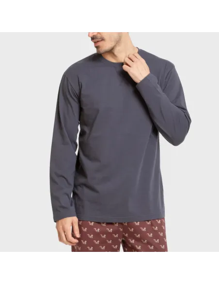 Pijama algodão homem Ardillas azul marinho pijamas-compridos-homem