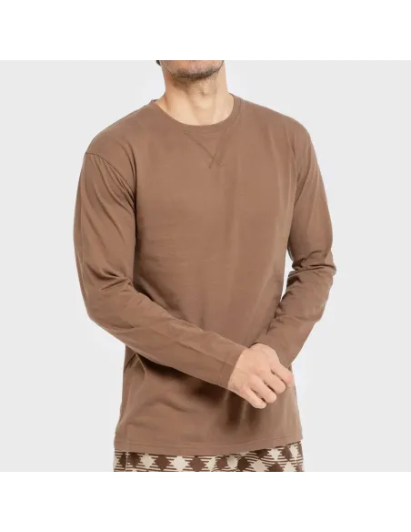 Pijama homem flanela Cuadro Bogota castanho pijamas-compridos-homem