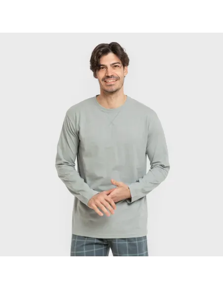 Pijama homem flanela Cuadro Andino verde azul claro pijamas-compridos-homem