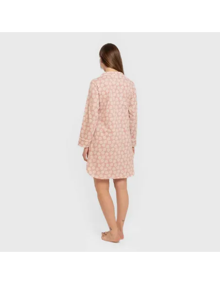 Camisola camiseiro de algodão de manga comprida Medusa rosa vestidos-mulher