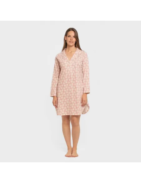 Camisola camiseiro de algodão de manga comprida Medusa rosa vestidos-mulher
