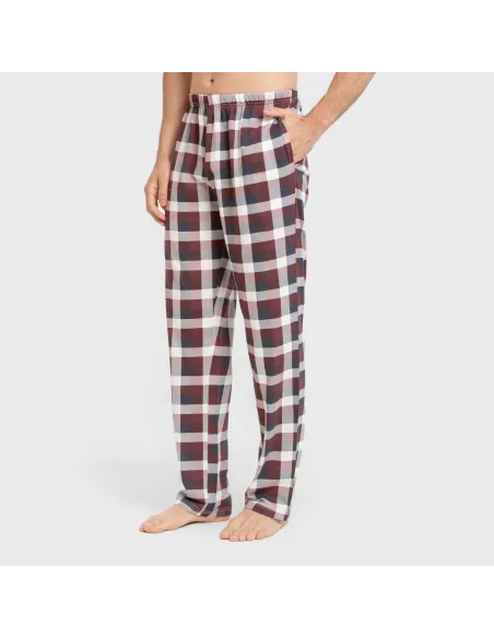 Pijama algodão homem Cuadro Ferni bordô pijamas-compridos-homem