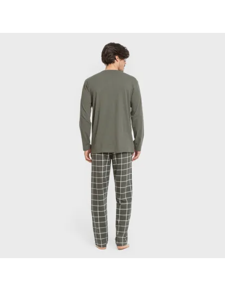 Pijama algodão homem Cuadro Andino verde caça pijamas-compridos-homem
