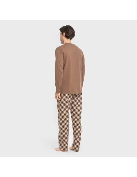 Pijama homem flanela Cuadro Bogota castanho pijamas-compridos-homem