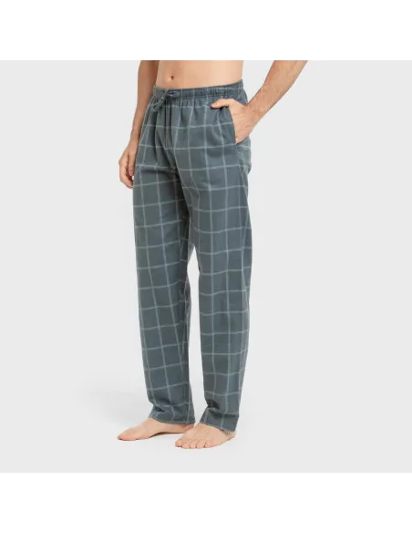Pijama homem flanela Cuadro Andino verde azul claro pijamas-compridos-homem