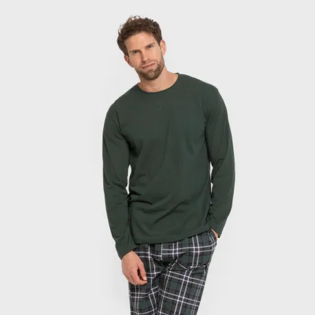 Pijama algodão homem Cuadro Guelo verde pijamas-compridos-homem