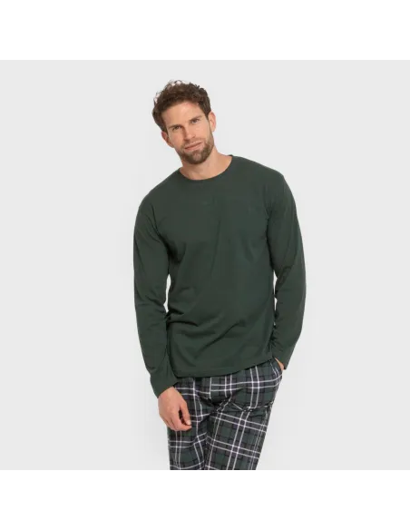 Pijama algodão homem Cuadro Guelo verde pijamas-compridos-homem